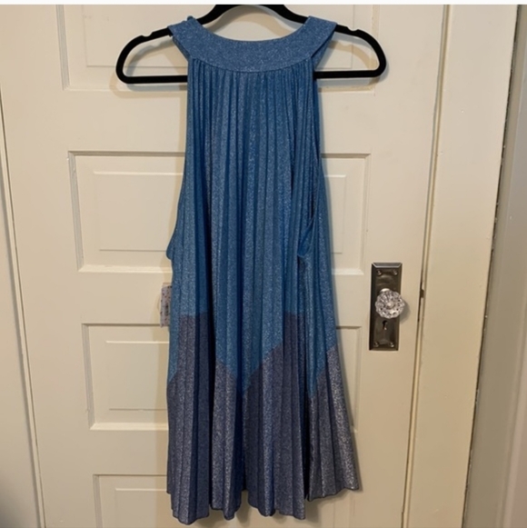 Free People Womens Pleated Love Metallic Mini Dress Small - Picture 6 of 10